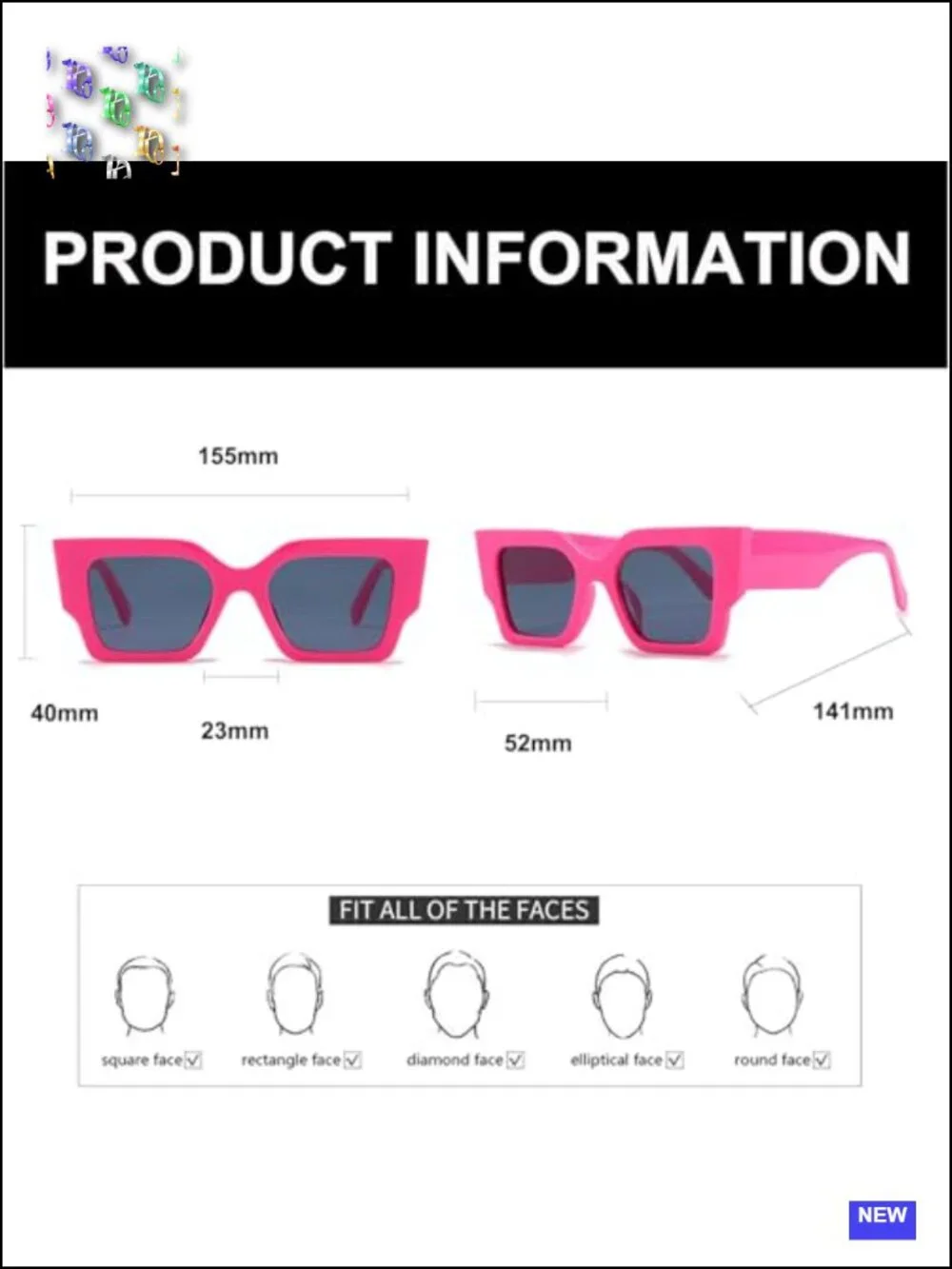Oversized Square Sunglasses for Women - UV400 Protection, Stylish & Durable